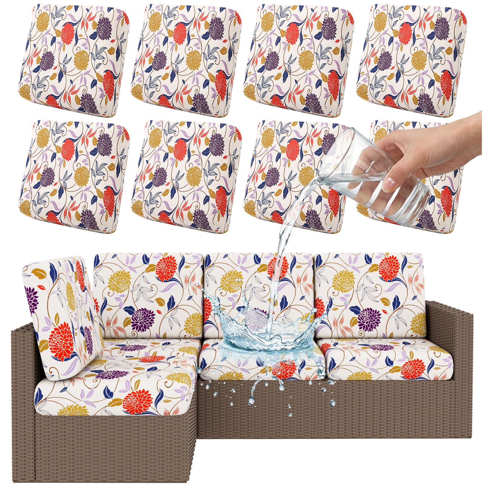 Smiry Waterproof Patio Cushion Covers in orange front view