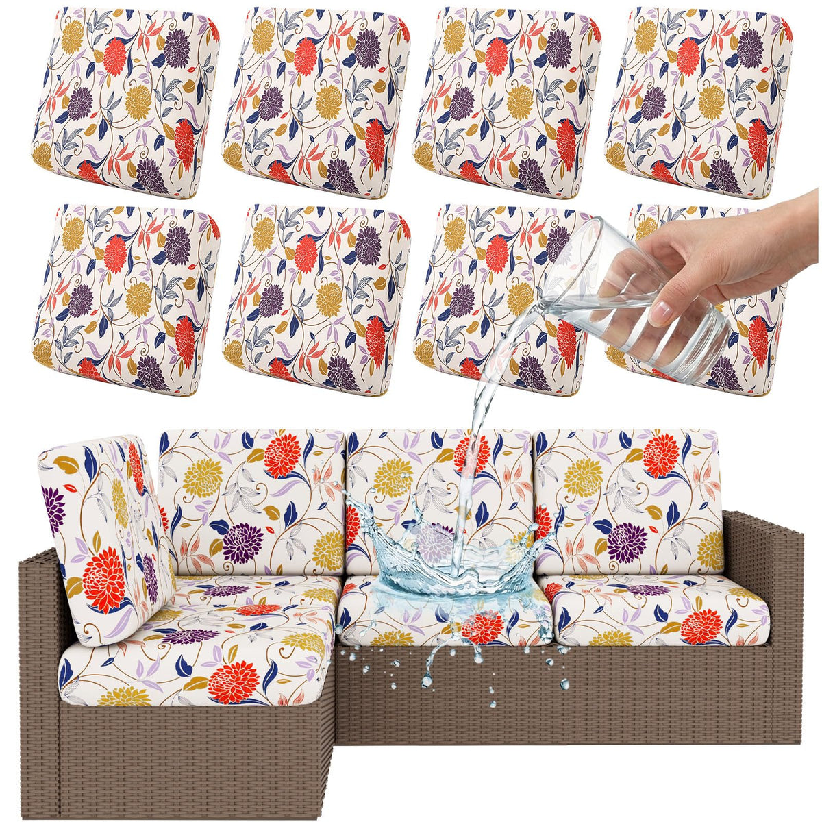 Smiry Waterproof Patio Cushion Covers in orange front view