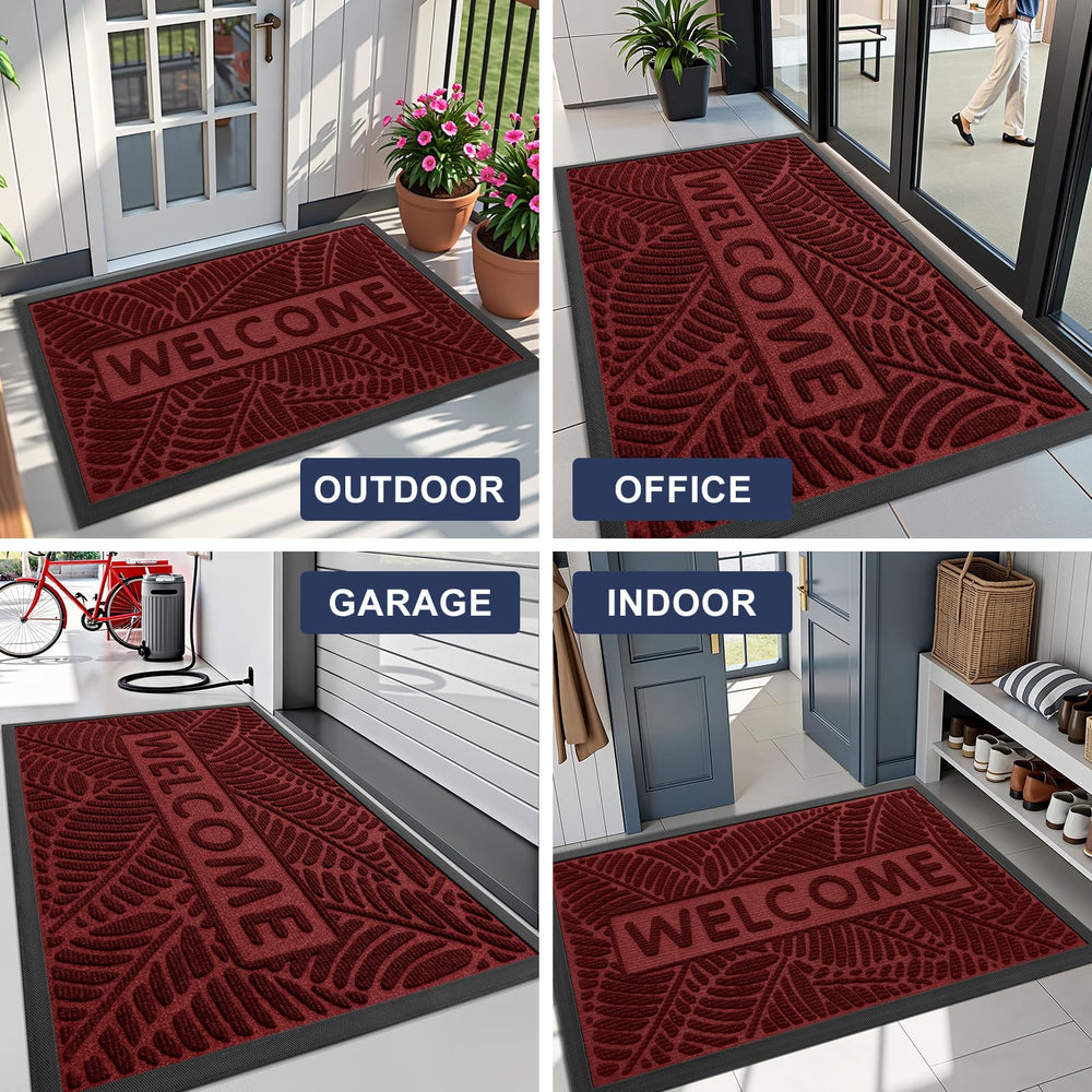 Smiry Welcome Front Door Mat with shoes and pet paw prints