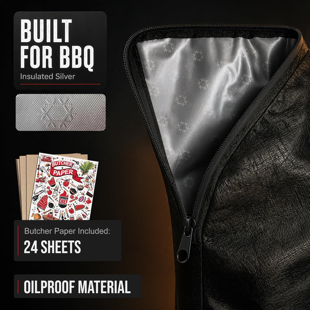 Smoker Chef Meat Resting Bag 21-inch black insulated blanket in use with brisket
