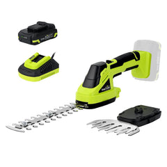 SnapFresh 20V Cordless Hedge Trimmer front view with light green finish