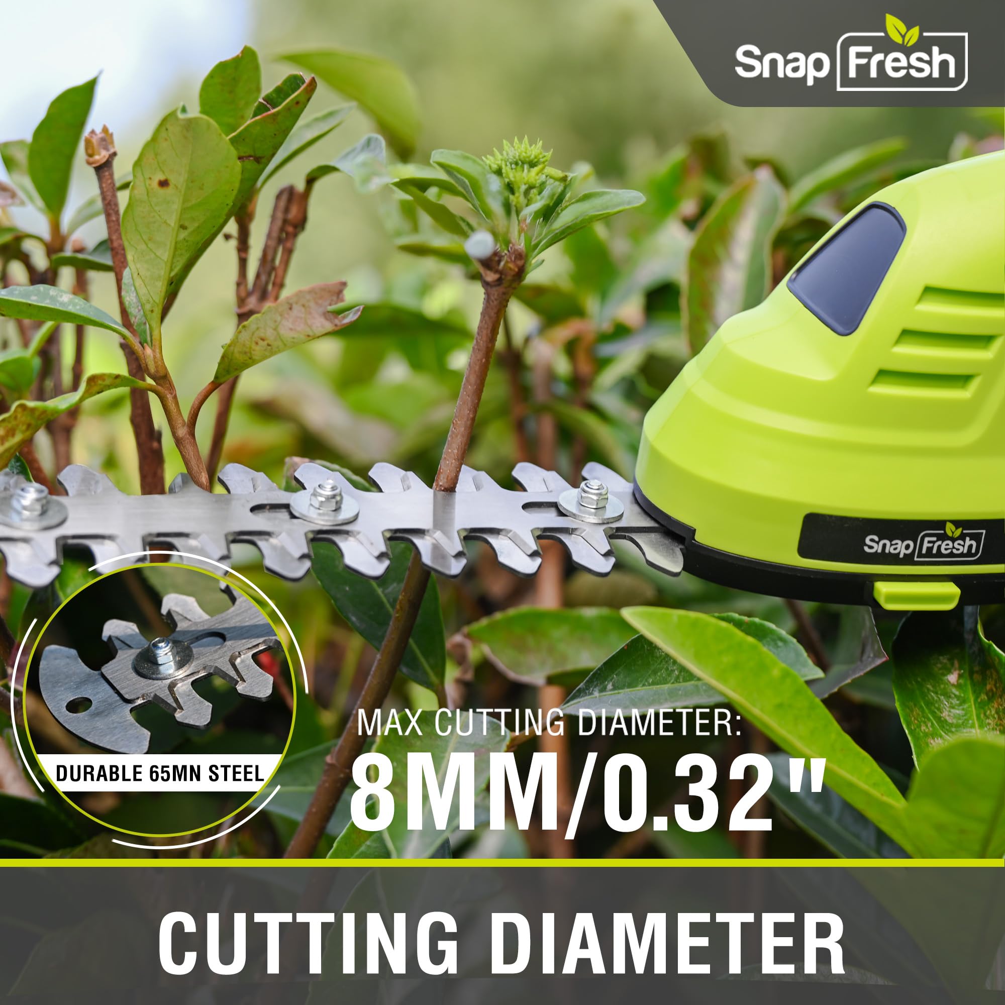 SnapFresh cordless hedge trimmer in green colour