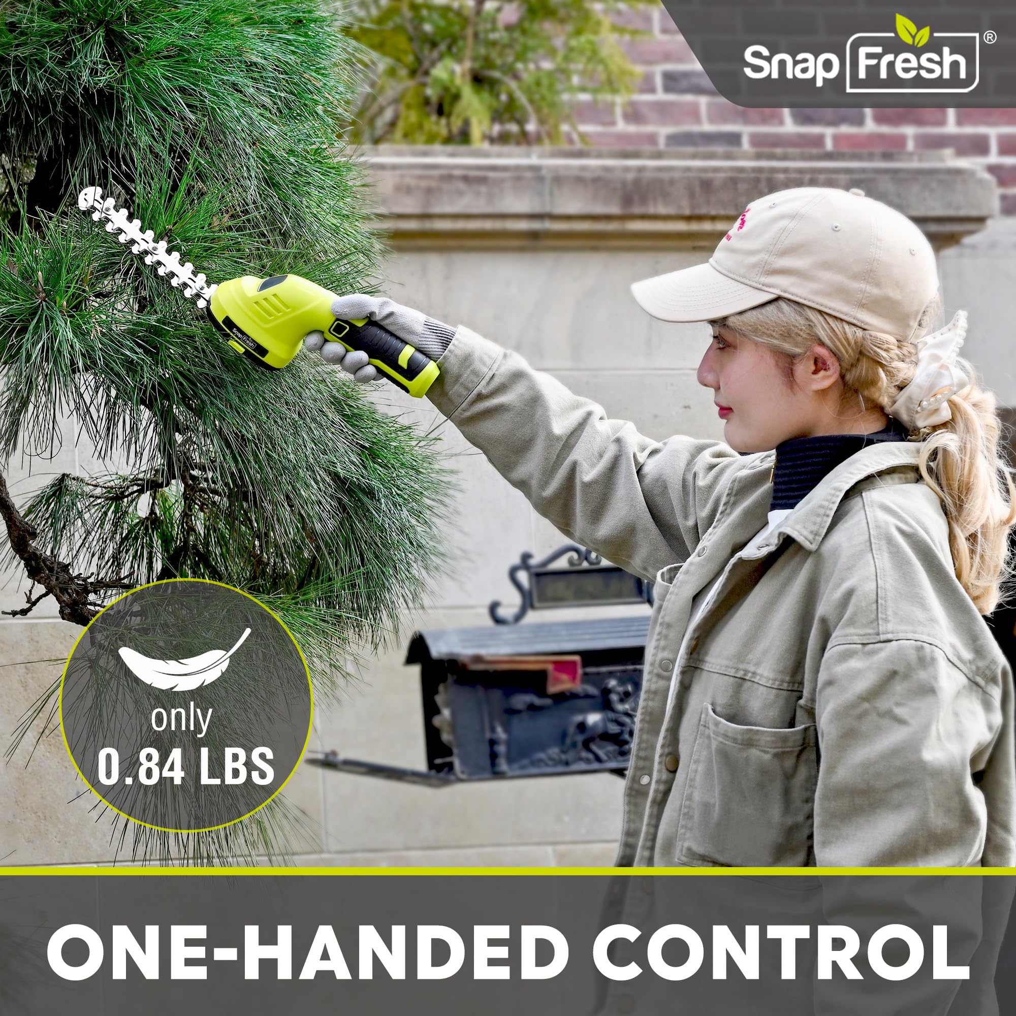 SnapFresh hedge trimmer with ergonomic handle