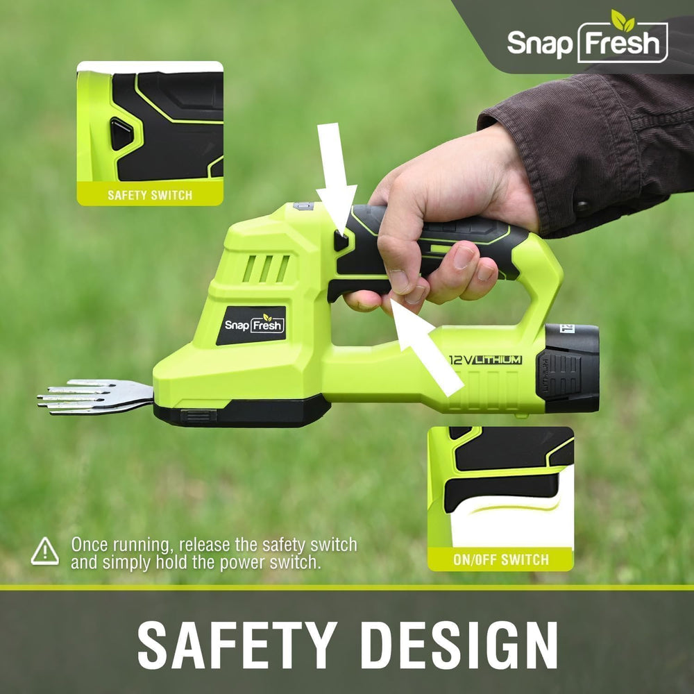 SnapFresh lightweight trimmer in a garden setting