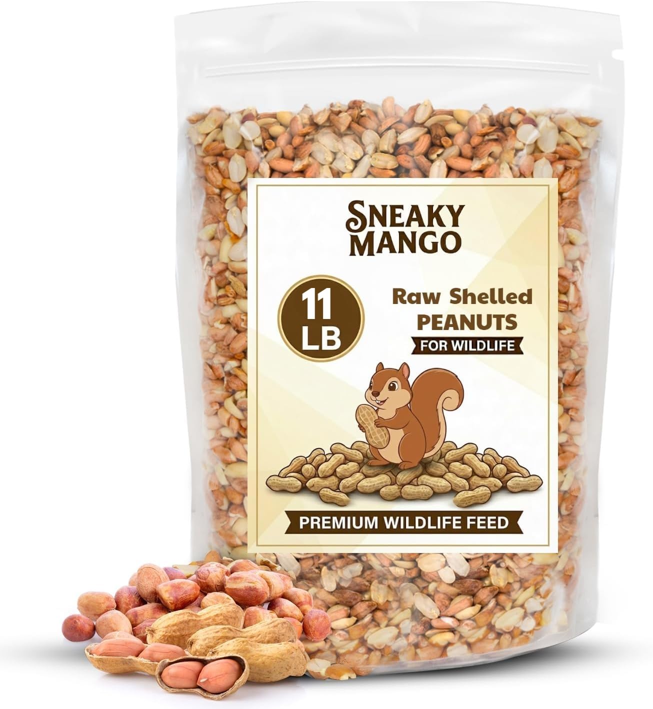 Sneaky Mango Raw Shelled Peanuts 11 lb bag front view