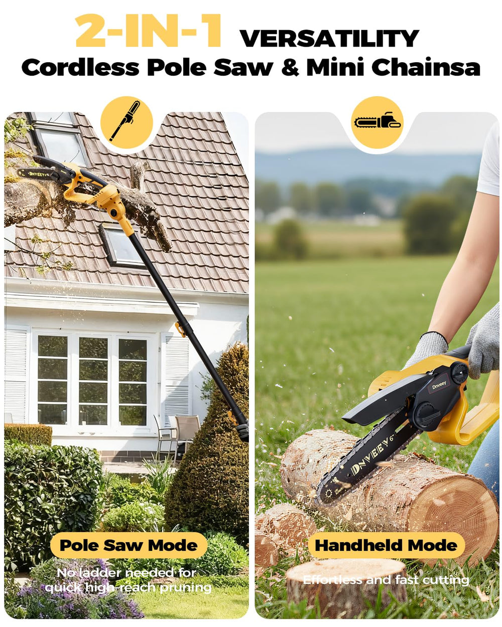 Snoonwee pole saw with adjustable head for tree trimming