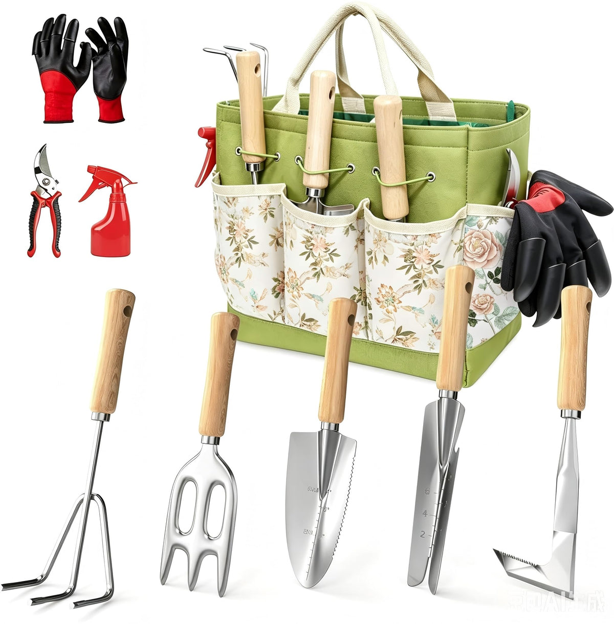 Snuggalux 9-piece garden tools set with tote bag