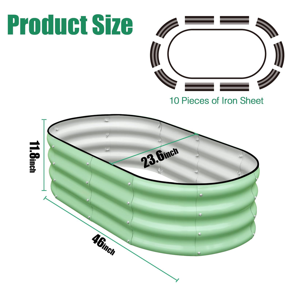 SnugNiture green metal planter box with soil