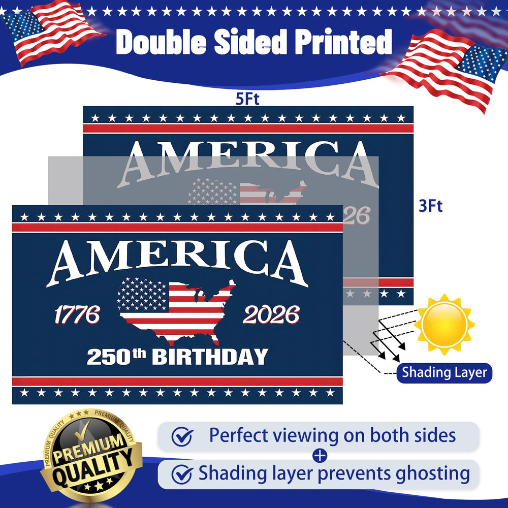 Snungee 250th Anniversary USA Flag showcasing double-sided design