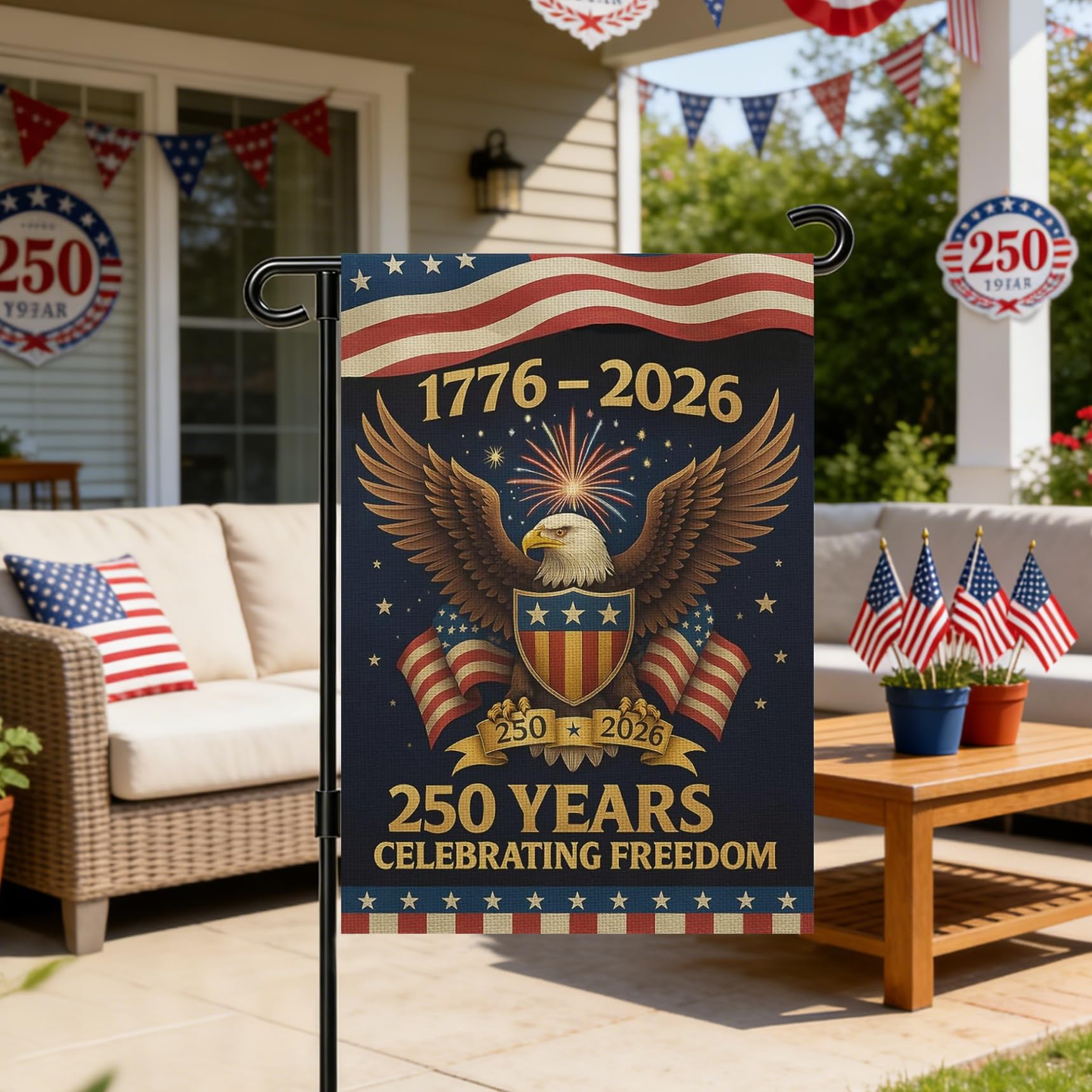 Snungee 250th Anniversary USA Garden Flag with vibrant colours