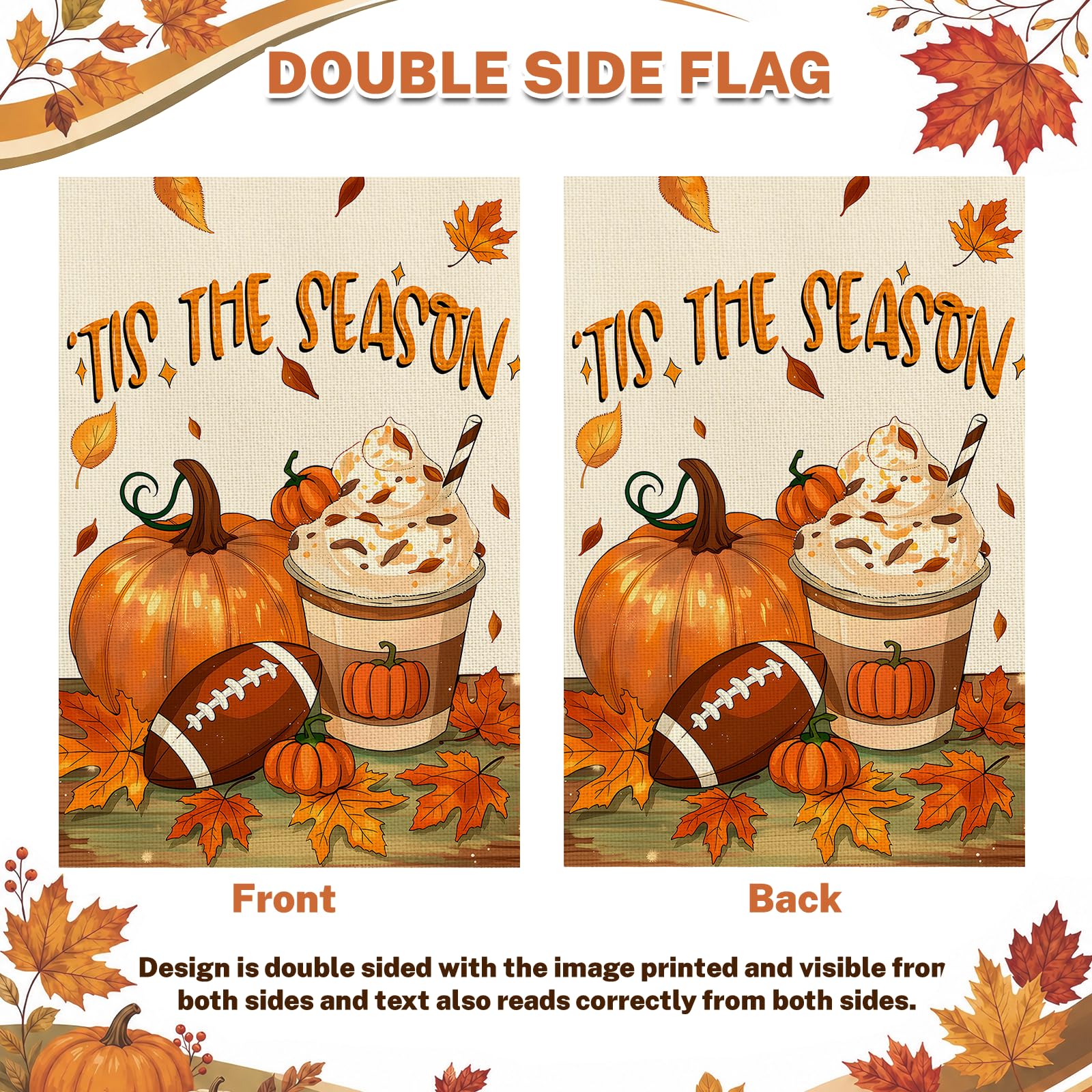 Snungee Fall Garden Flag displayed in a garden setting