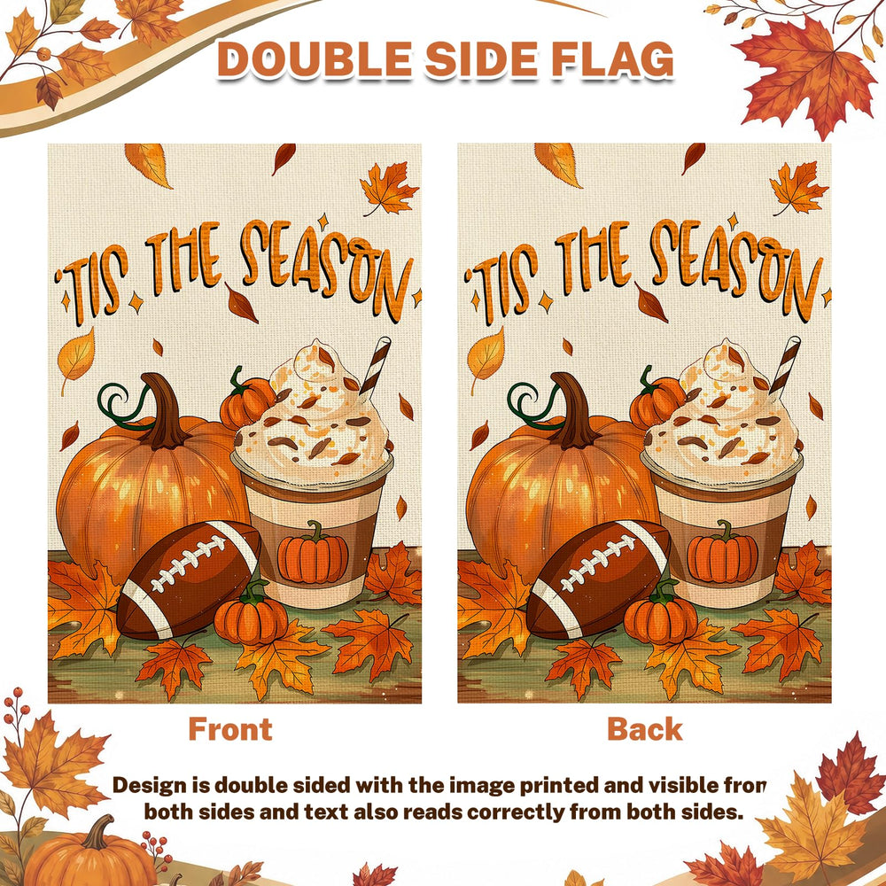 Snungee Fall Garden Flag displayed in a garden setting