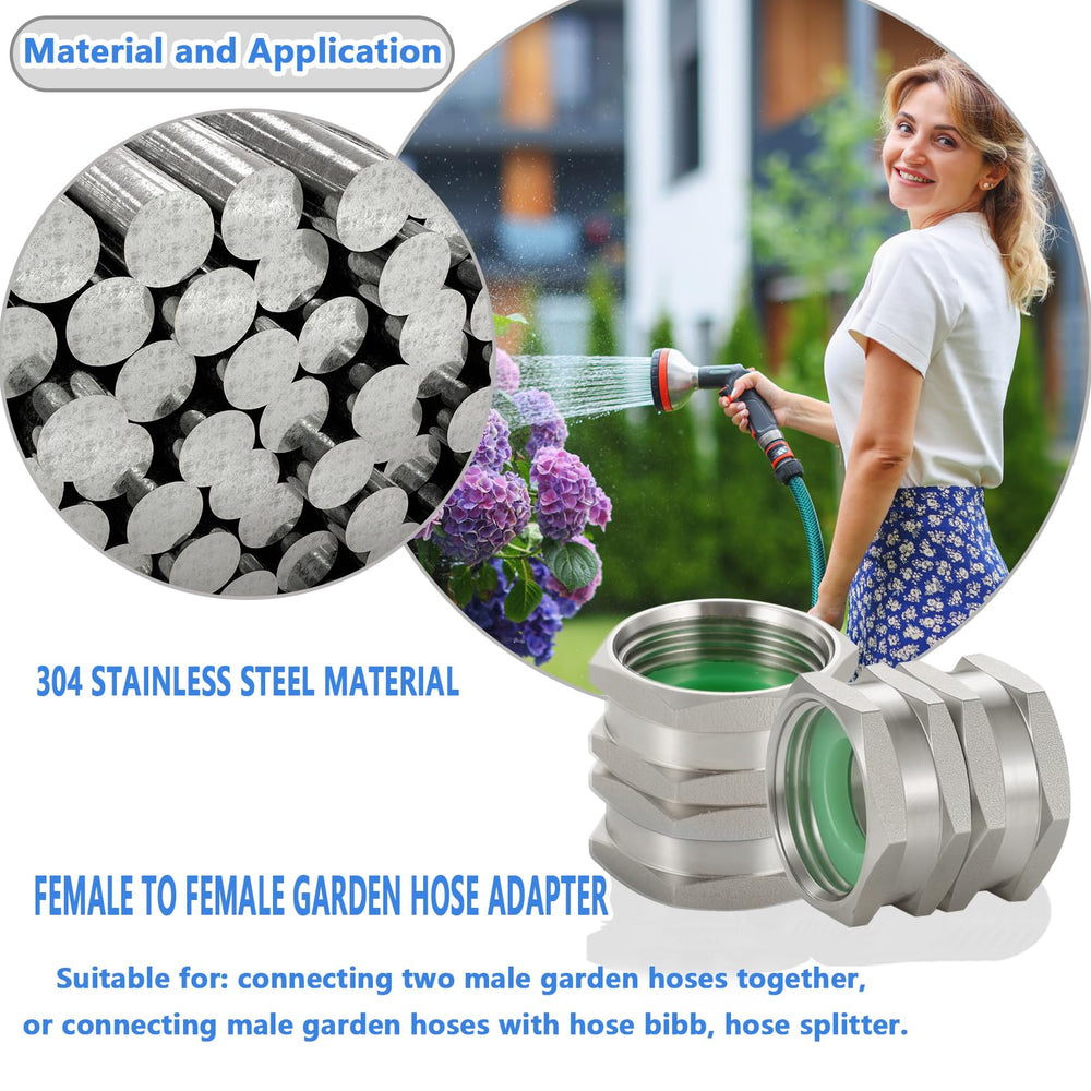 SNUTUYA garden hose adapter installed on a garden hose