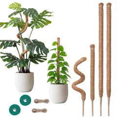 Snuvid 4 Pack Moss Pole plant support set, two 28-inch and two 48-inch coir stakes