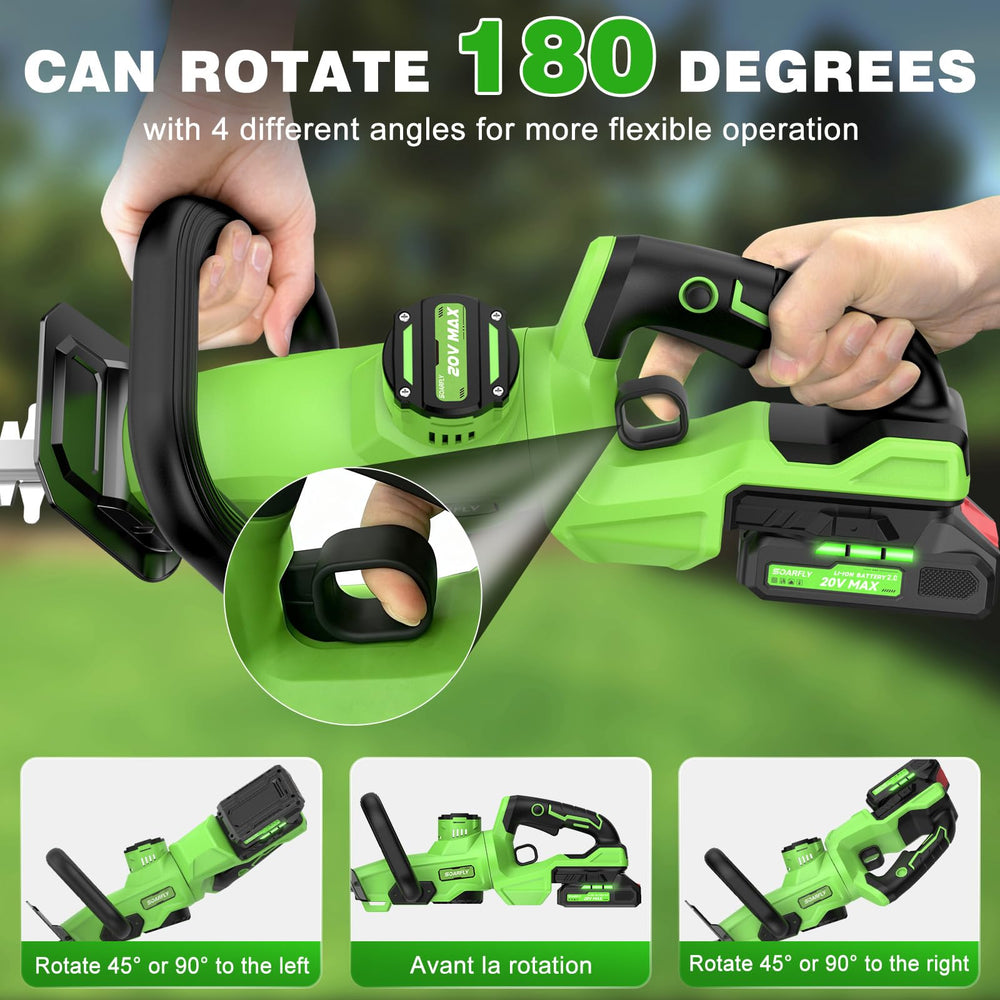 SOARFLY hedge trimmer in use with ergonomic handle