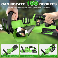 SOARFLY hedge trimmer in use with ergonomic handle
