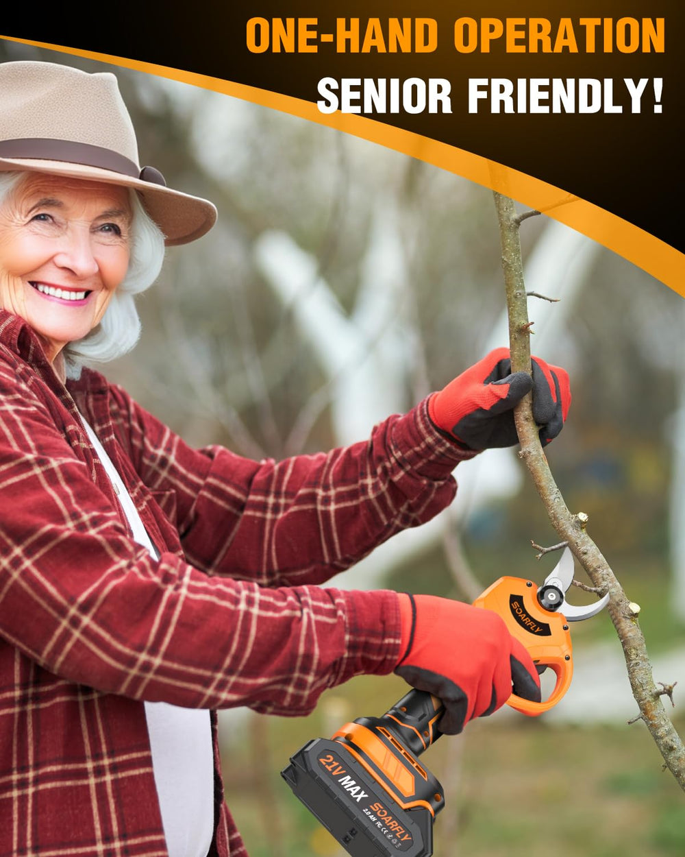 SOARFLY pruning shears in a durable carrying case