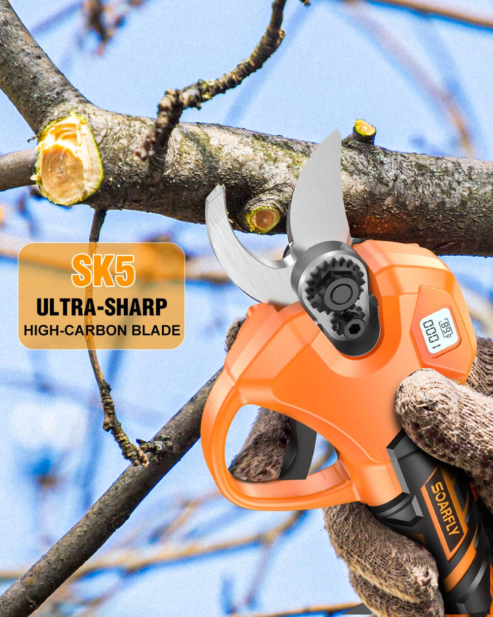 SOARFLY pruning shears with two batteries and charger