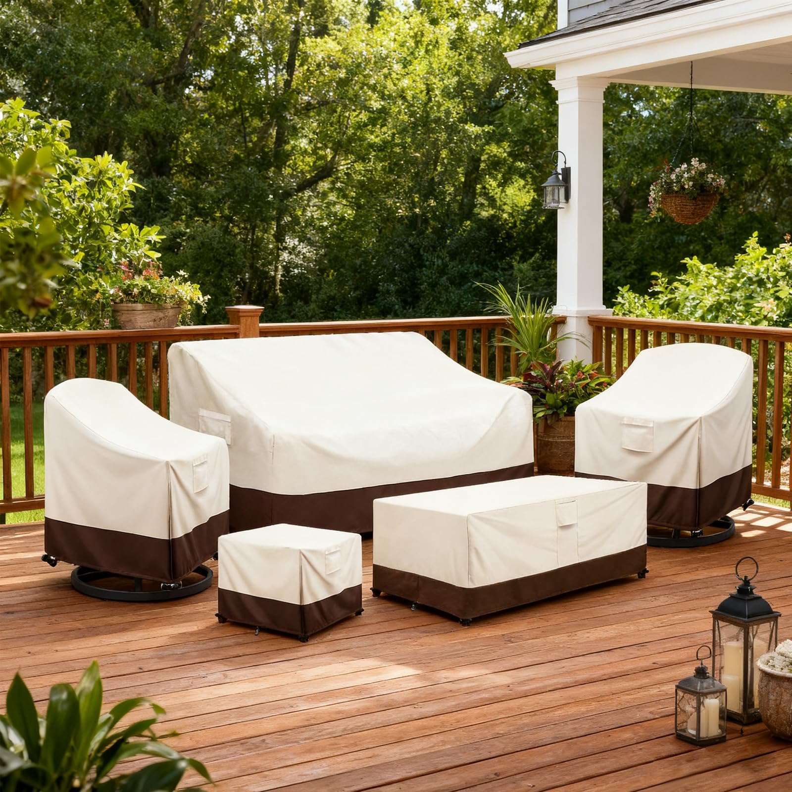 Sobana Couch Cover in use on a patio loveseat