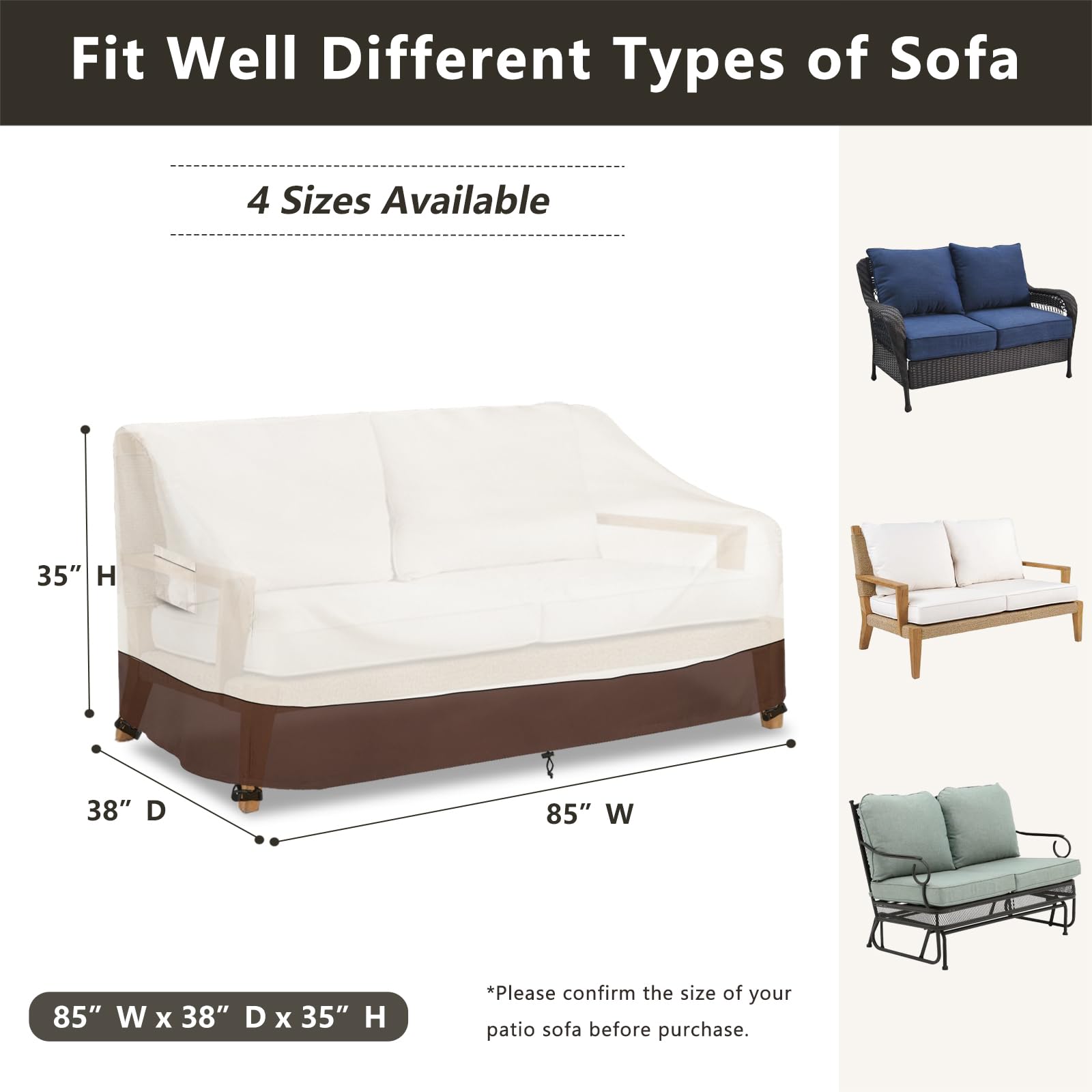 Sobana Outdoor Couch Cover beige side view