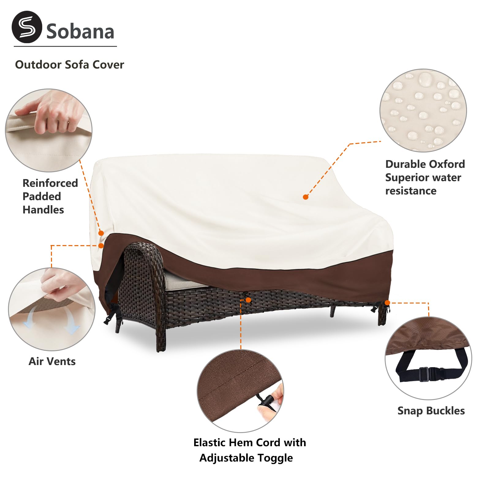 Sobana Outdoor Couch Cover beige with storage bag