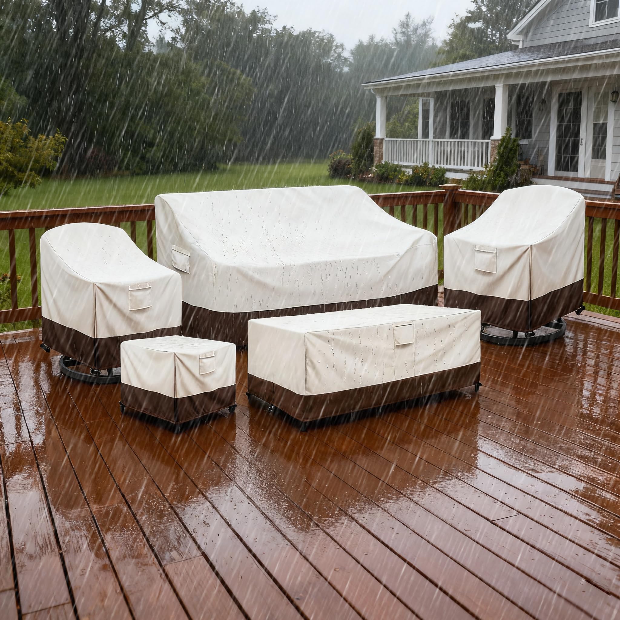 Sobana Outdoor Couch Cover dimensions displayed