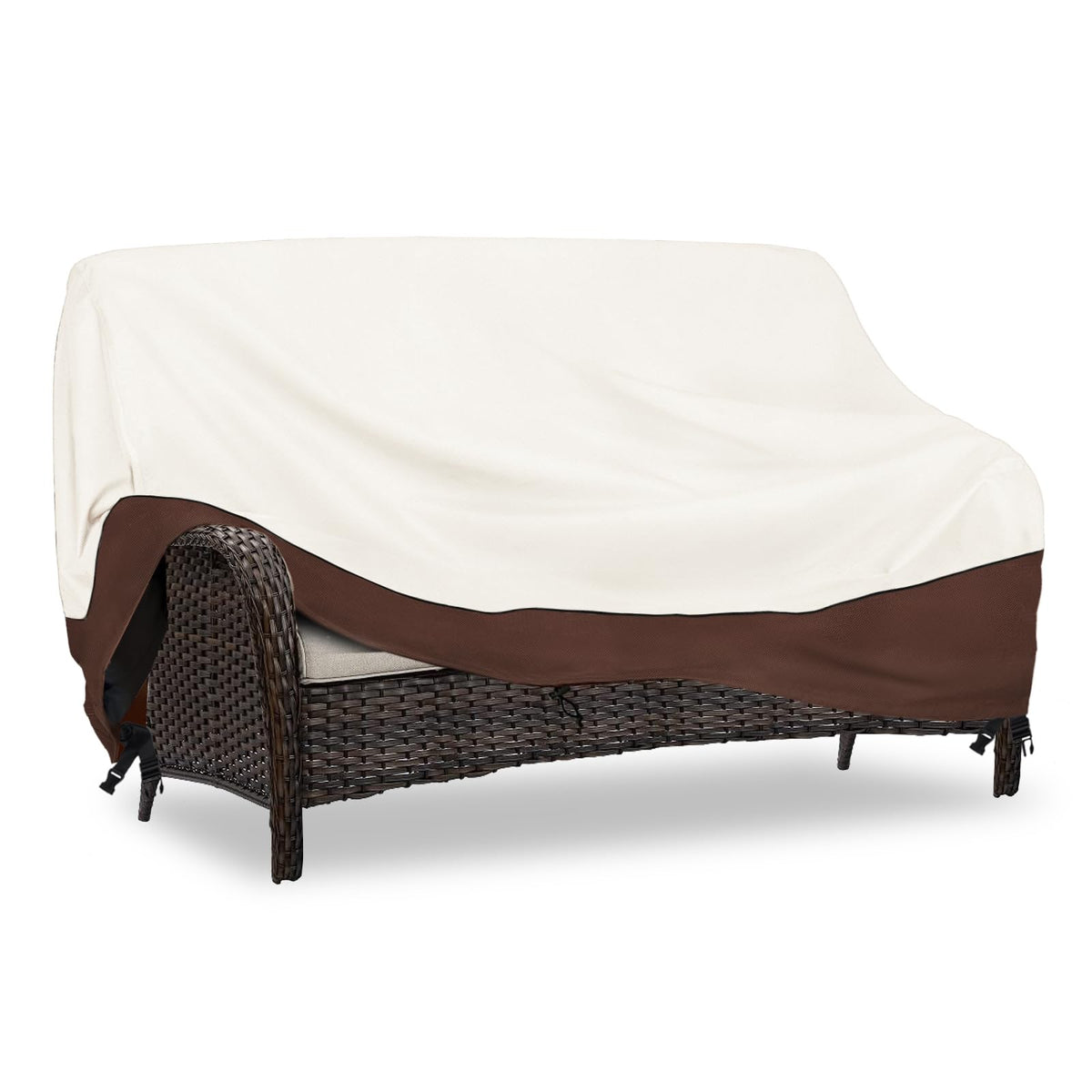 Sobana Outdoor Couch Cover in beige, front view