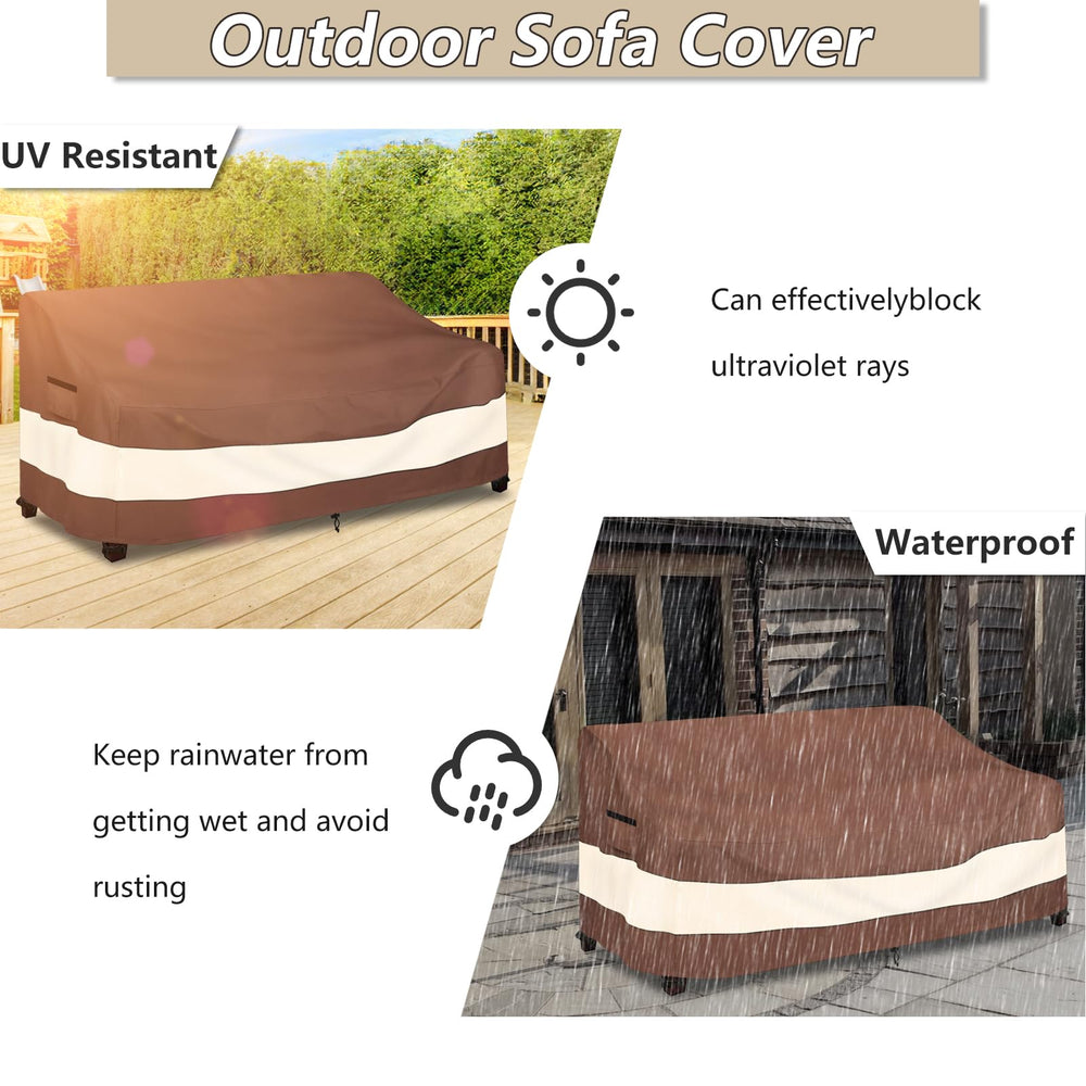 Sobana Patio Sofa Cover against a backdrop of outdoor furniture