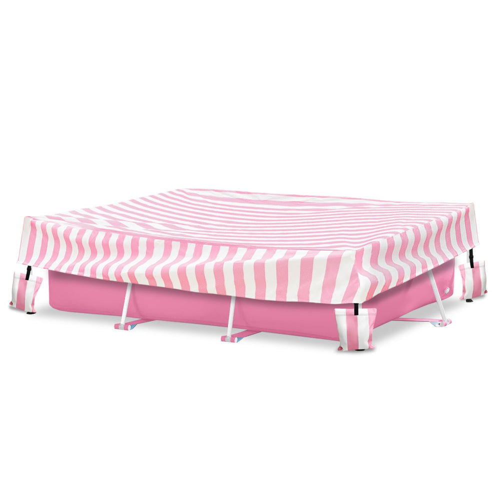 Sobana Rectangular Pool Cover front view, pink color