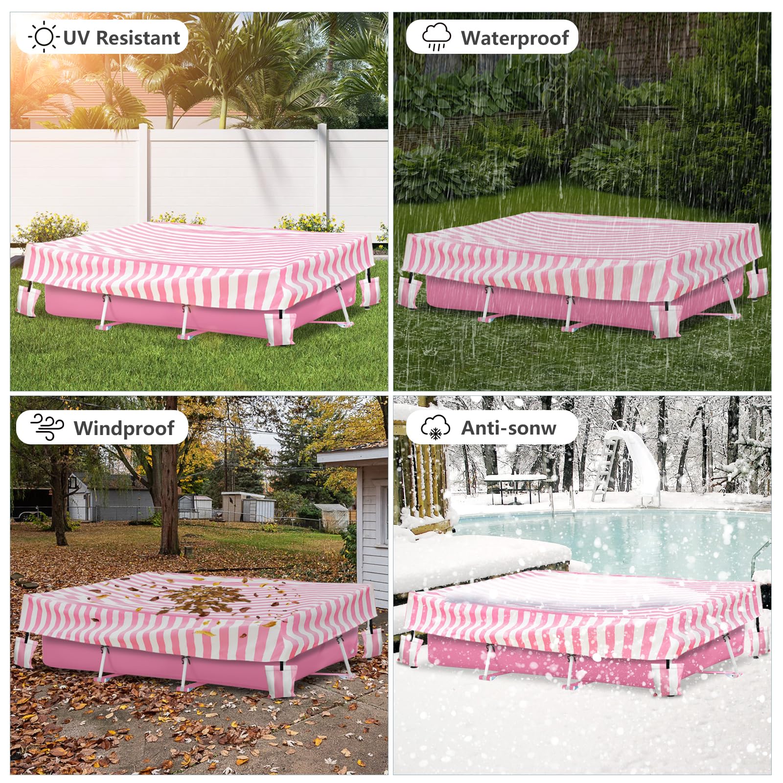 Sobana Rectangular Pool Cover in use on an outdoor pool