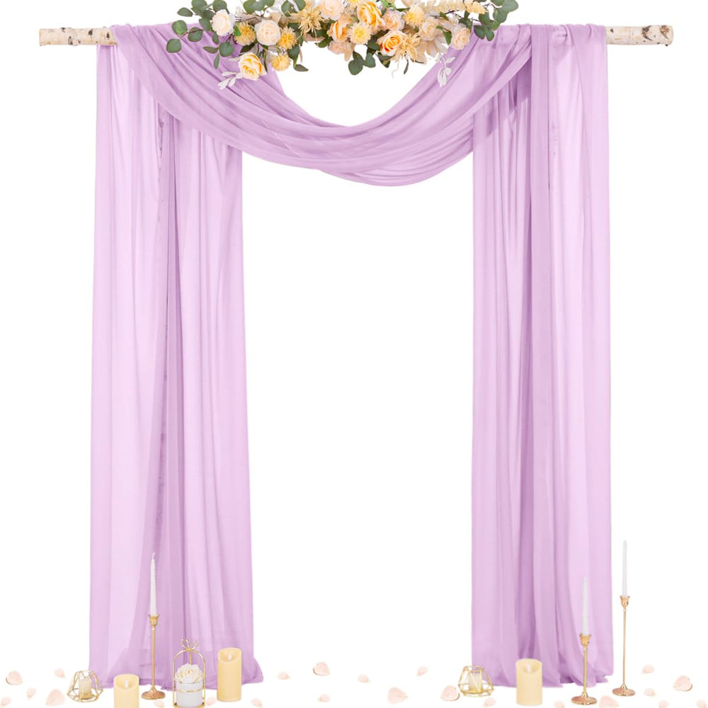 Socomi lilac purple wedding arch draping fabric front view