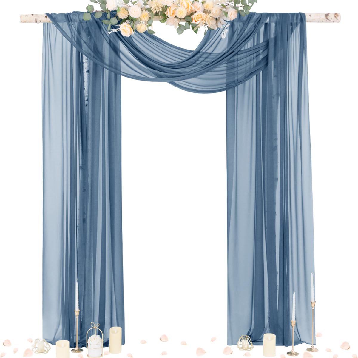 Socomi Wedding Arch Draping Fabric in Dusty Blue, front view
