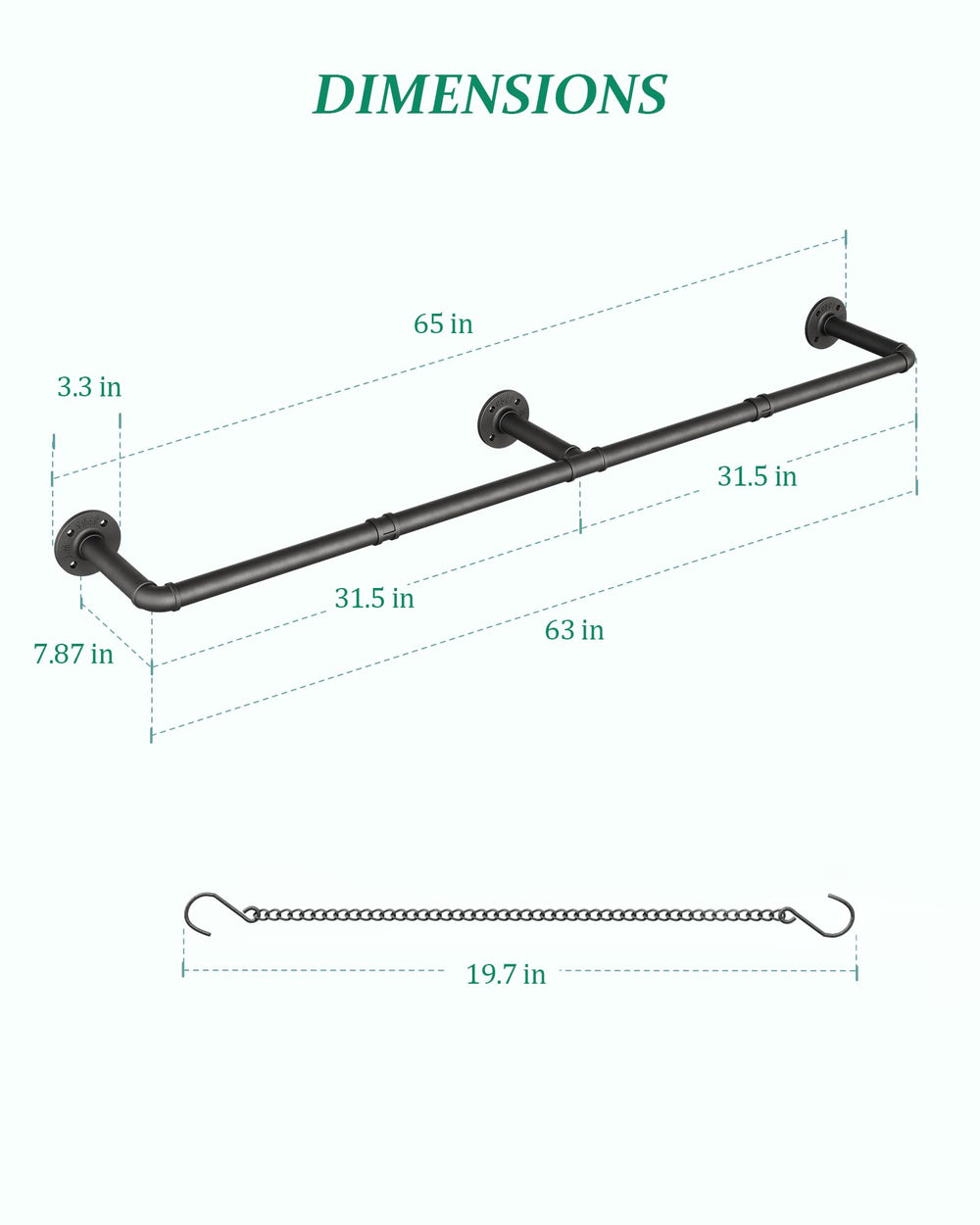 SOFITORG Hanging Plant Rod with black matte finish