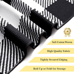 SofterCharm Outdoor Rug Black and White Checkered in Outdoor Setting