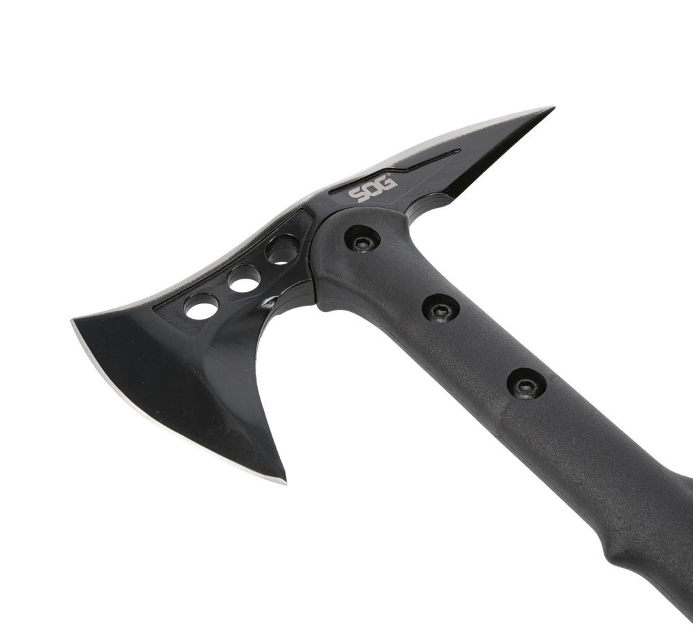 SOG Apocalypse Edge Axe resting on a wooden surface