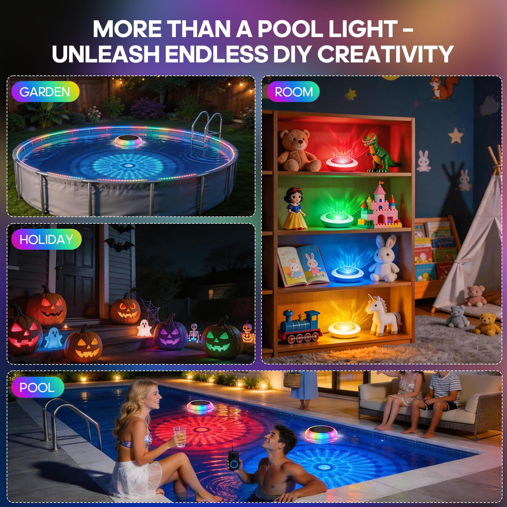Soiarllt Solar Floating Pool Lights in garden setting