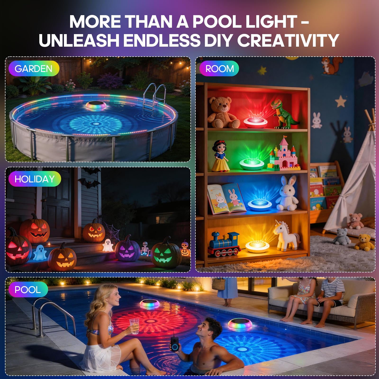 Soiarllt Solar Floating Pool Lights with remote control features