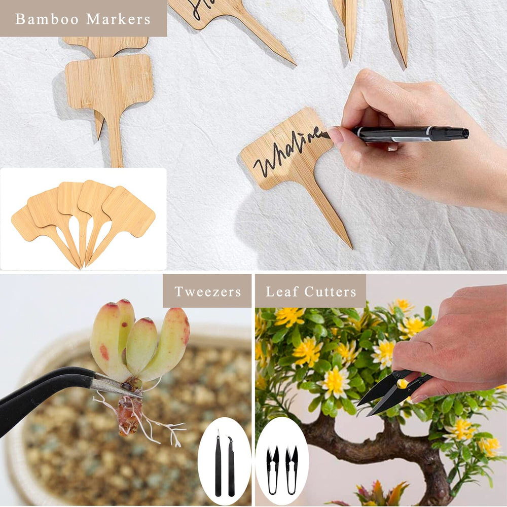 Soil shovels and bamboo plant markers from the kit