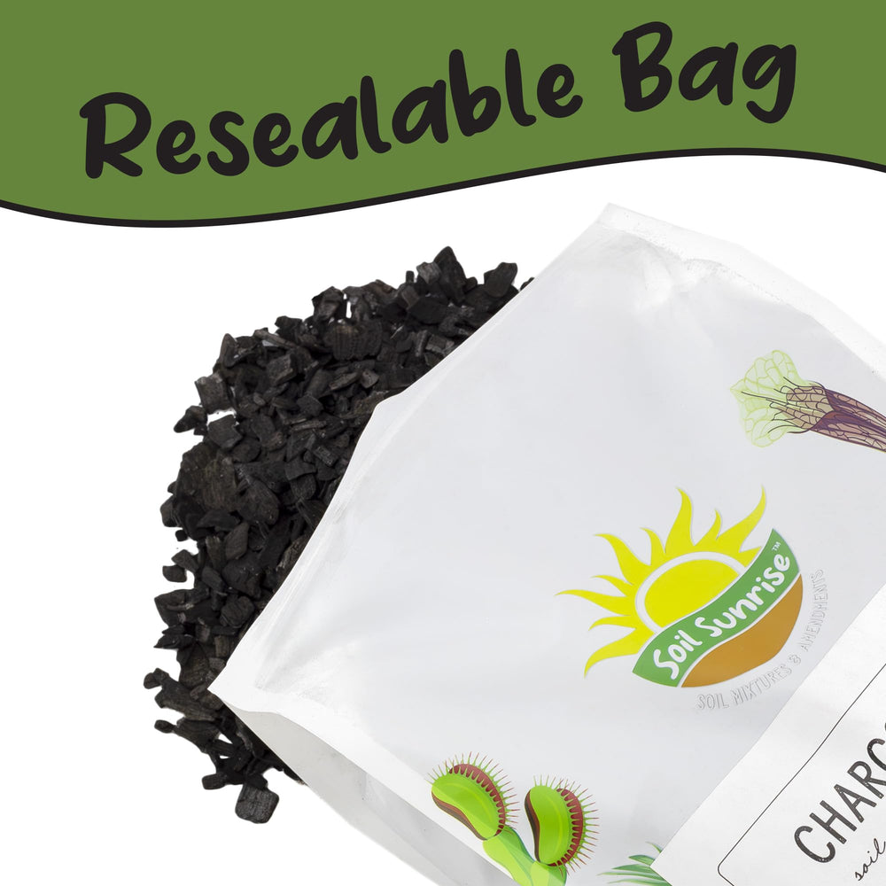 Soil Sunrise Horticultural Charcoal chips on a gardening surface