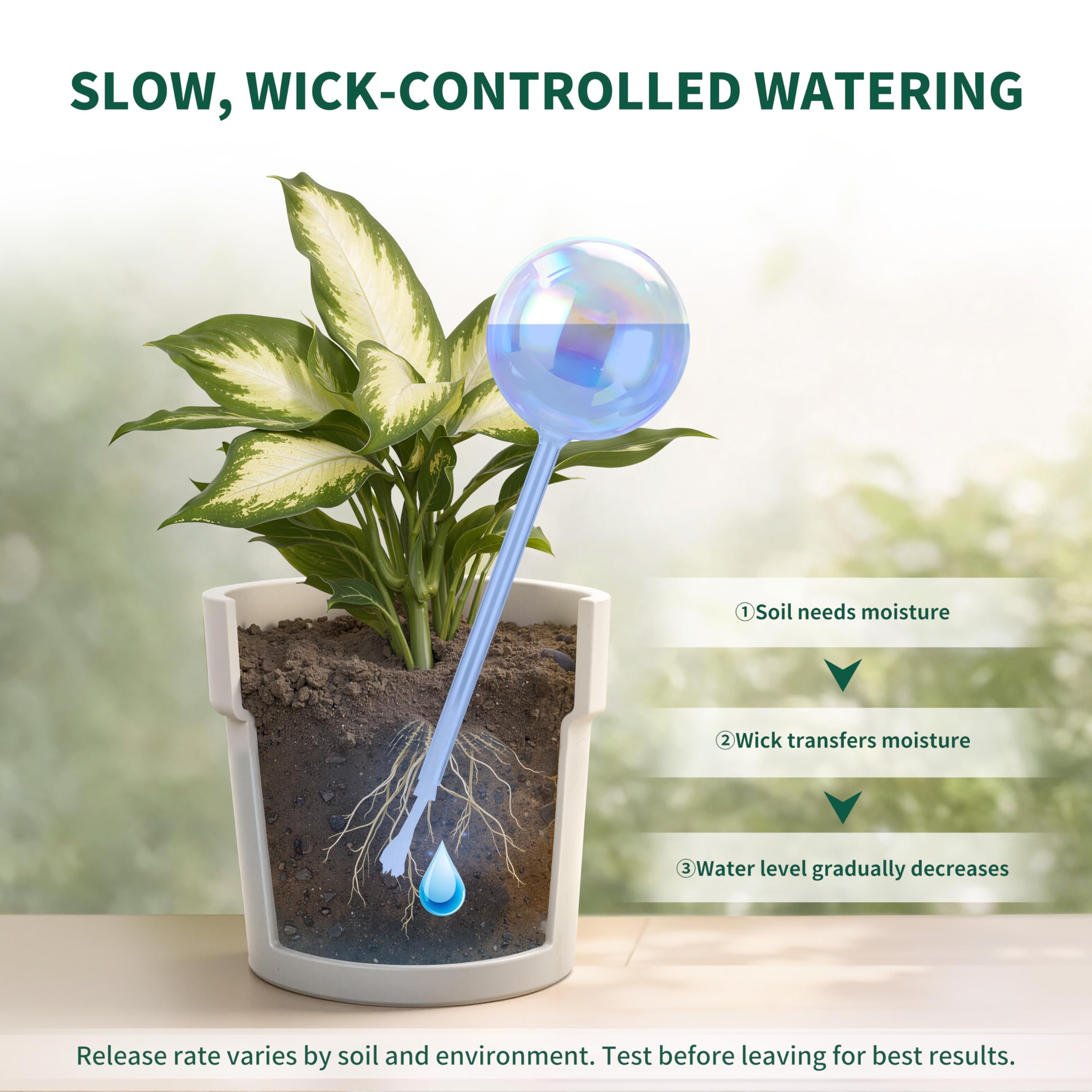 Soilagua self-watering globe being filled with water
