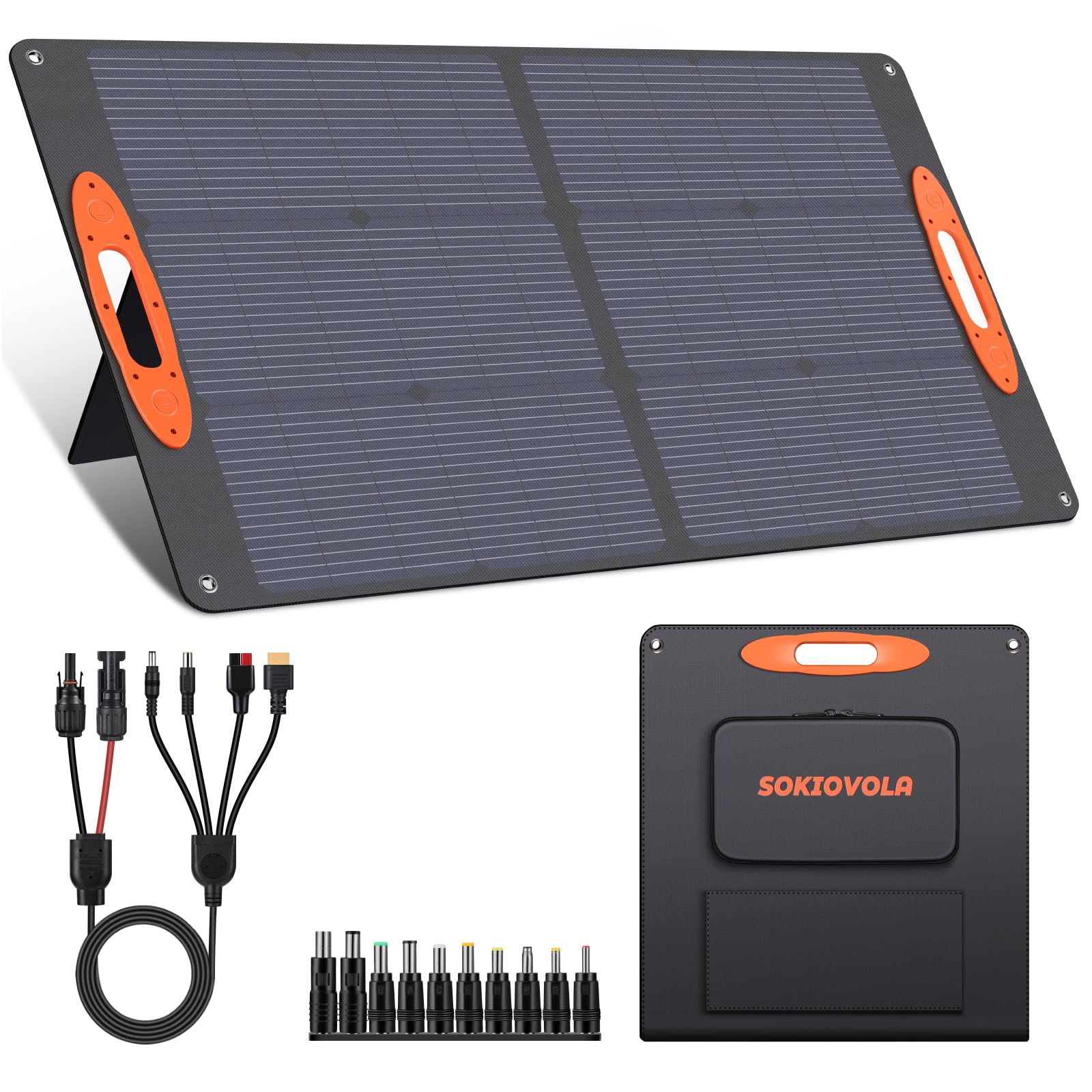SOKIOVOLA 100W Portable Solar Panel folded front view