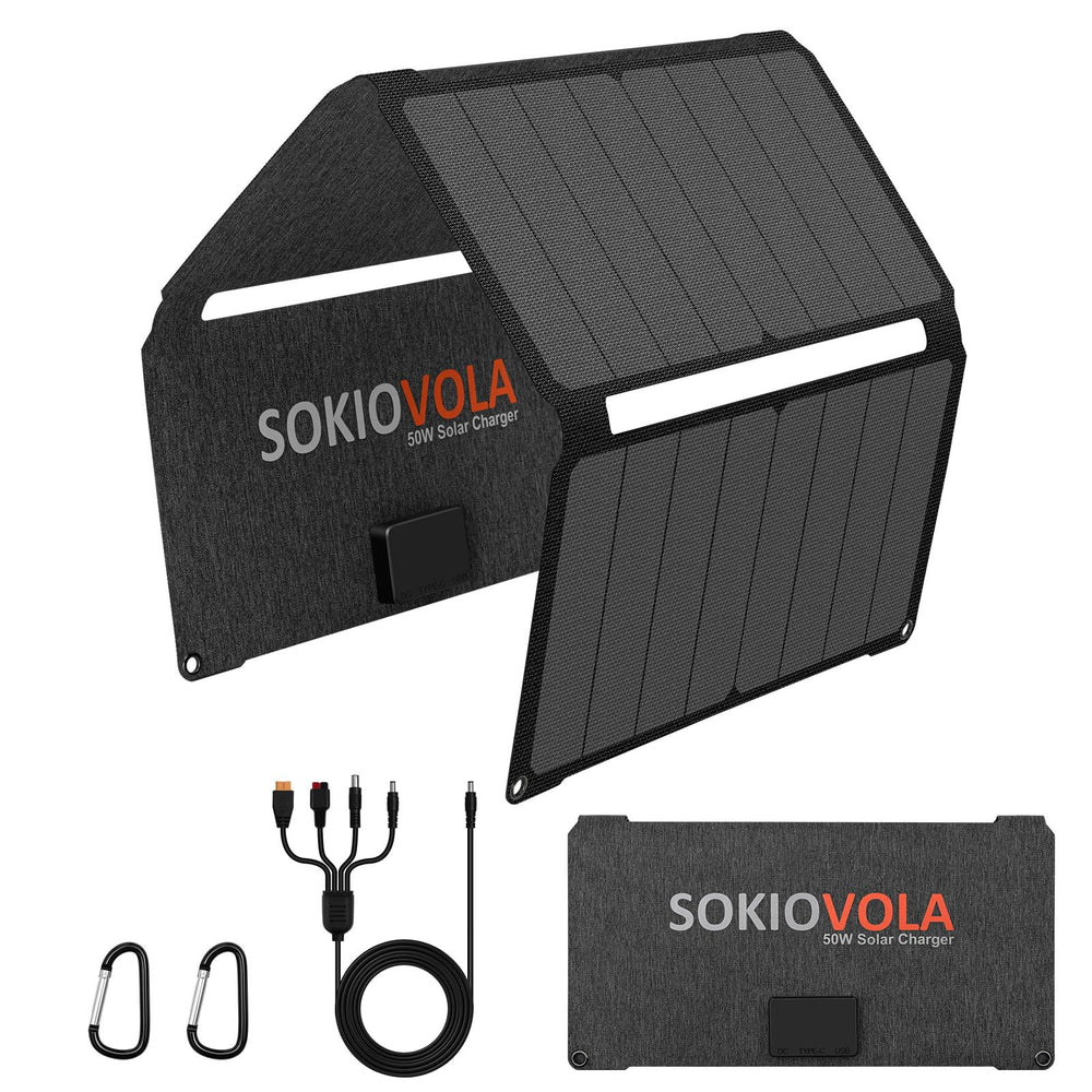 SOKIOVOLA 50W Foldable Solar Panel front view