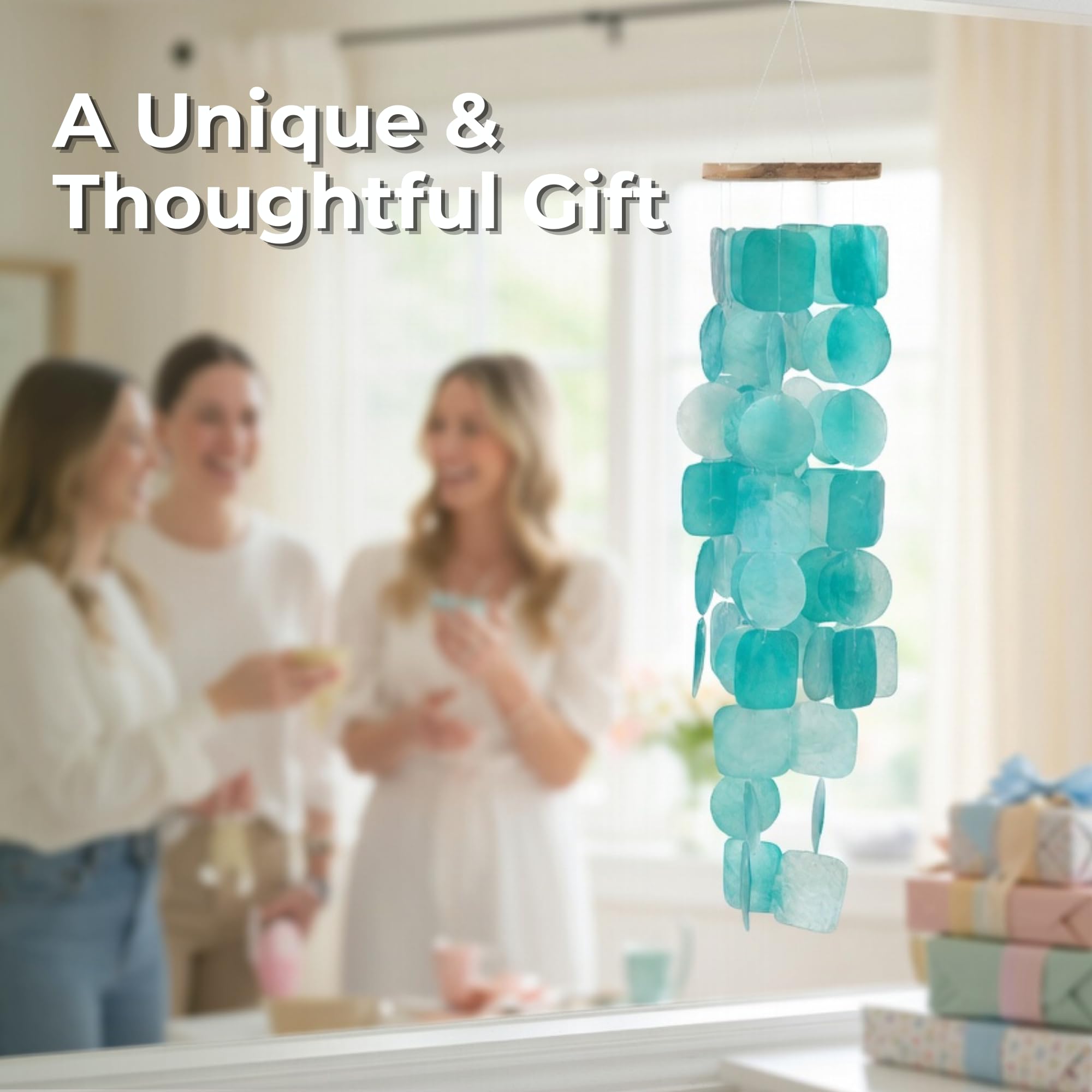 Solange & Frances Wind Chimes showing turquoise colour and design