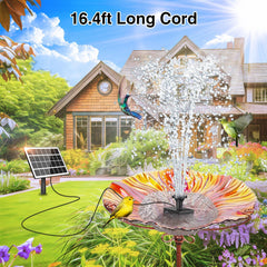 Solar fountain pump with ground stake and nozzles