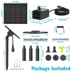 Solar panel and fountain setup with long cord