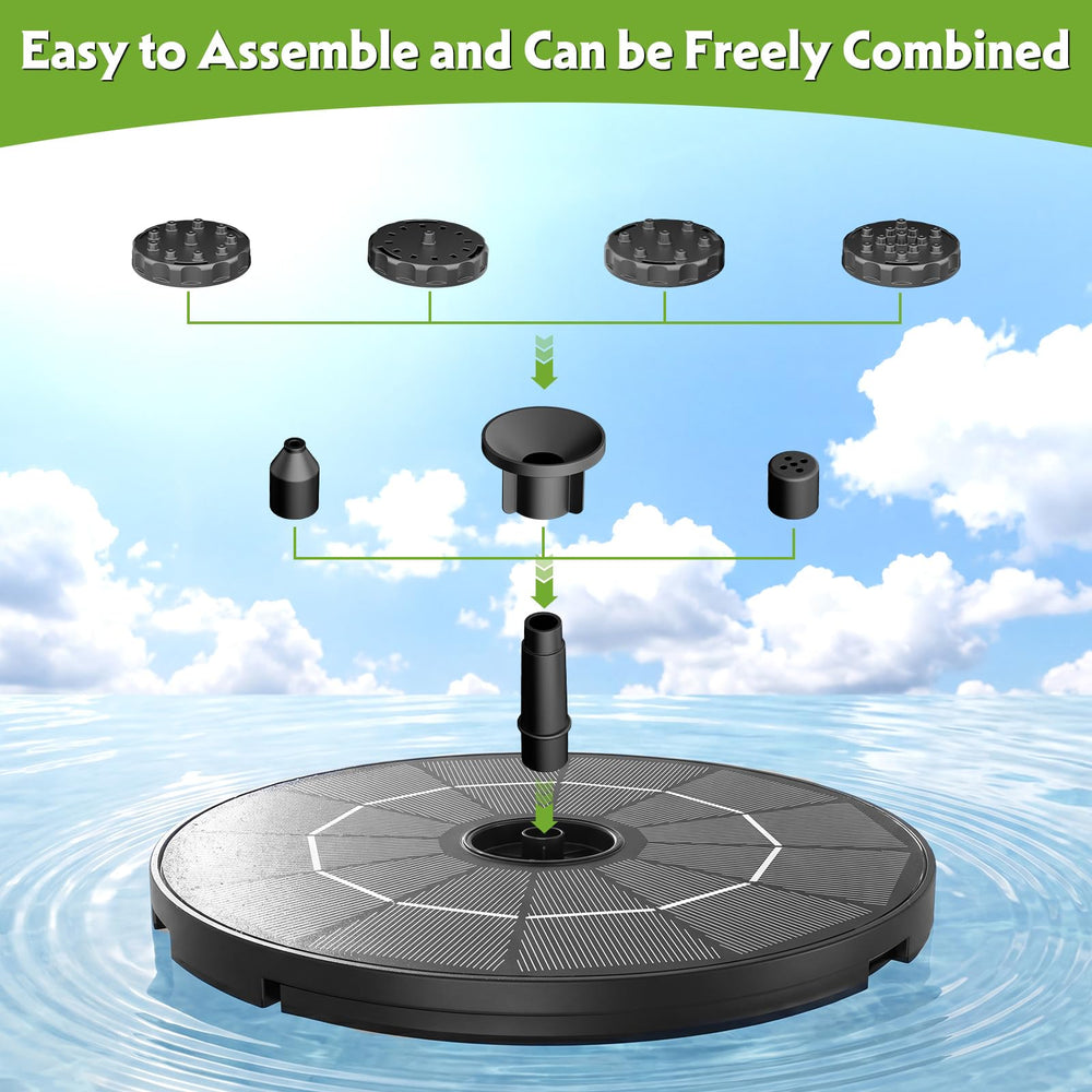 Solar panel of AISITIN fountain positioned in sunlight