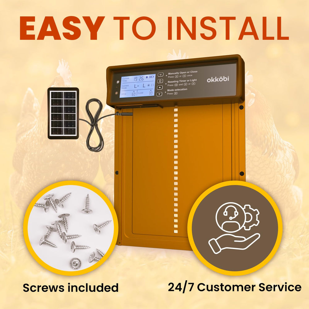 Solar panel of OKKÖBI Chicken Coop Door in outdoor setting