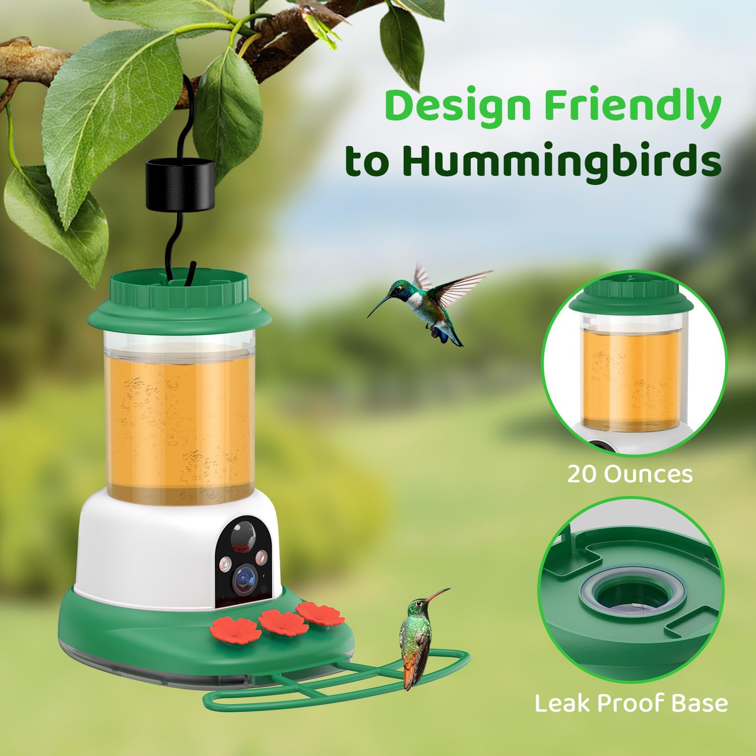 Solar panel on SEHMUA hummingbird feeder