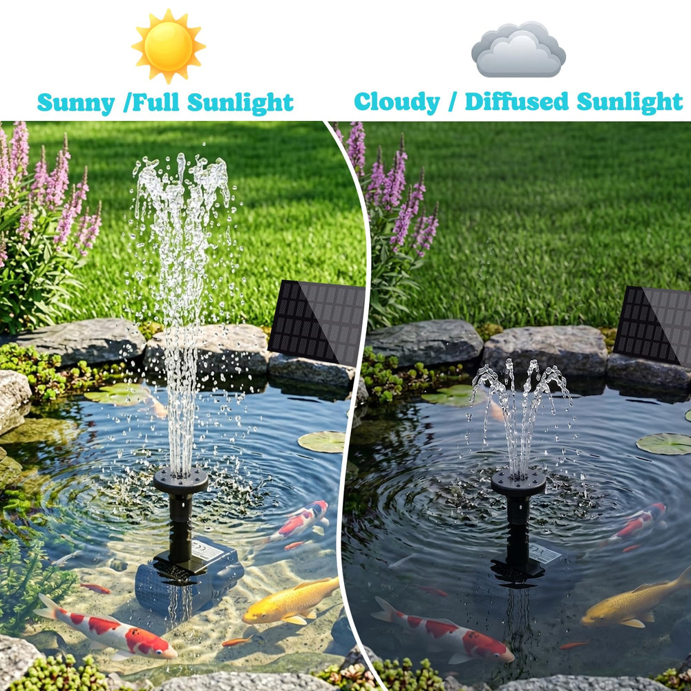 Solar powered water pump in a small pond