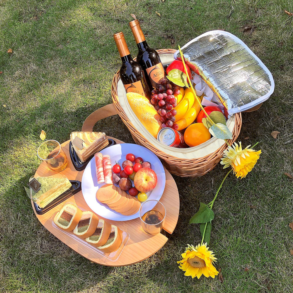 Solid wood folding table with wine glass holders